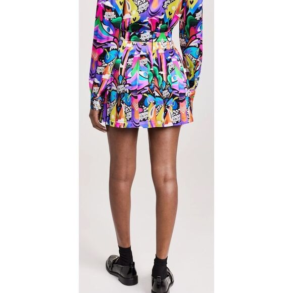 Sergio Hudson Rainbow Logo Print Pleated Mini Skirt NWT Size 0 - Picture 2 of 14